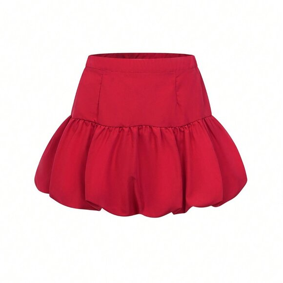 Red Casual Women's Mini Skirt - Picture 2 of 8